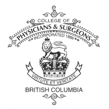 The logo for the British Columbia College of Physicians and Surgeons features elements representing the prestigious medical institution.
