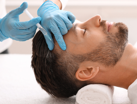 A man receiving a medical injection in Vancouver.